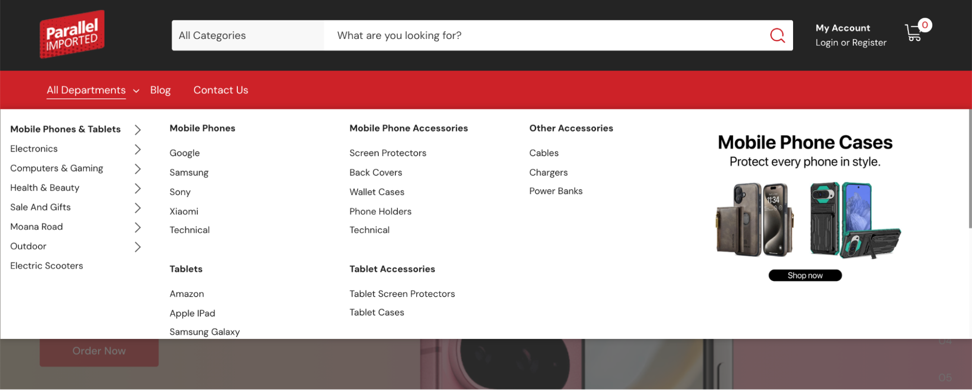 Parallel Imported Mega Menu